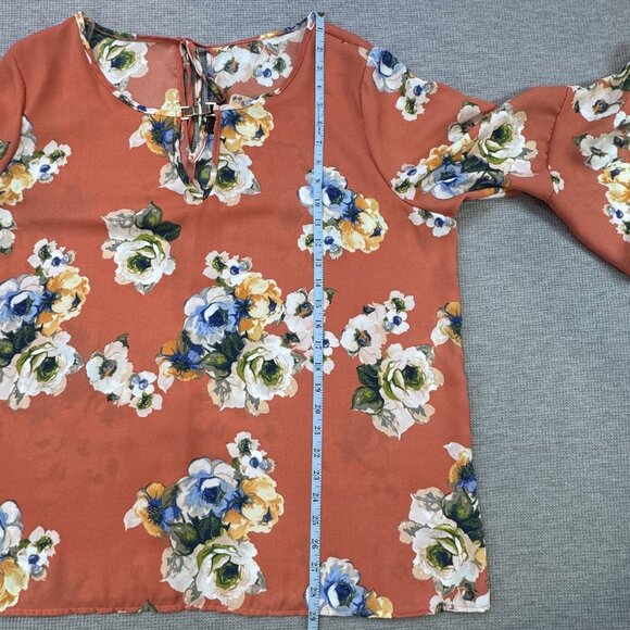 Zenobia Tunic Top Womens Coral Floral Bell Sleeve Boat Neck Tie Closure 3XL NWT - Picture 11 of 14